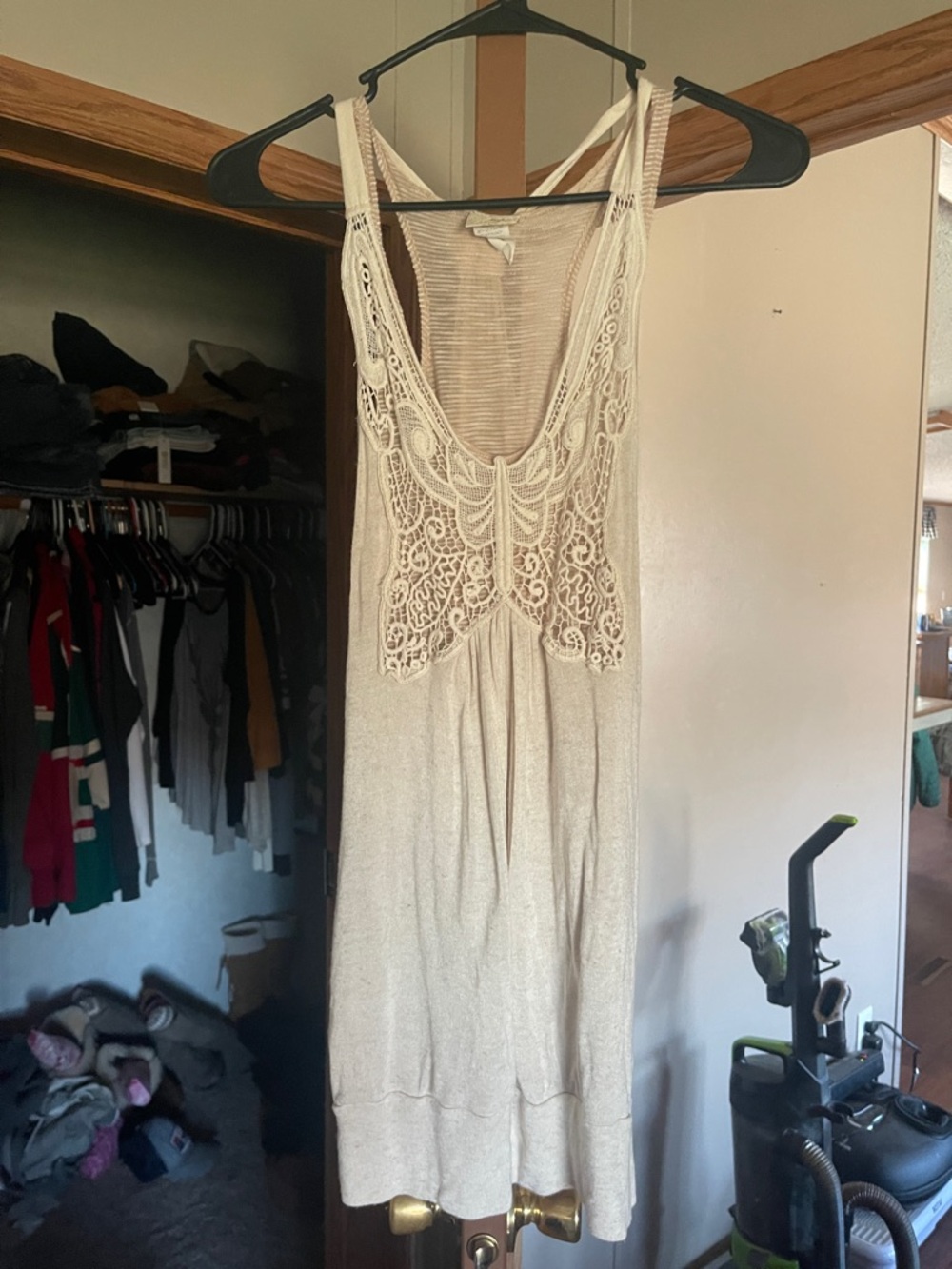 Daytrip Cream Crochet-Detail Tank Dress